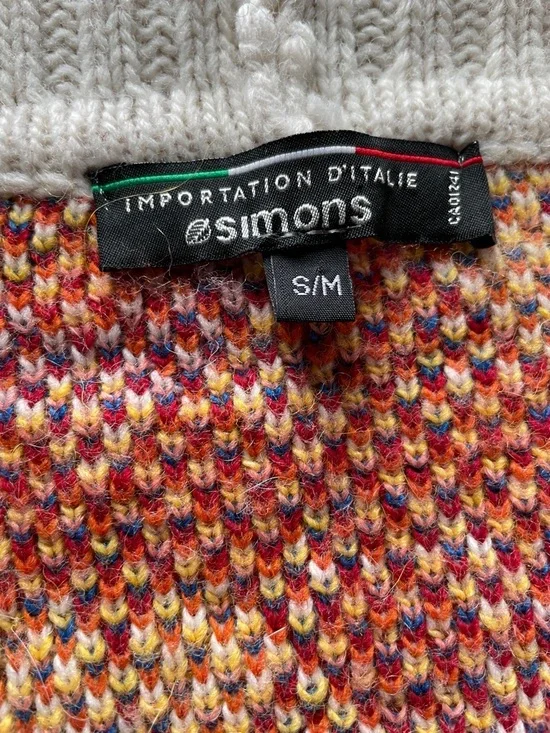 Simons Multicolor Knit Cardigan with Fringe Trim - Picture 2 of 6